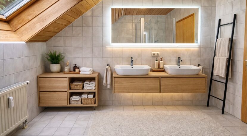 Bad möbliert beschriftet