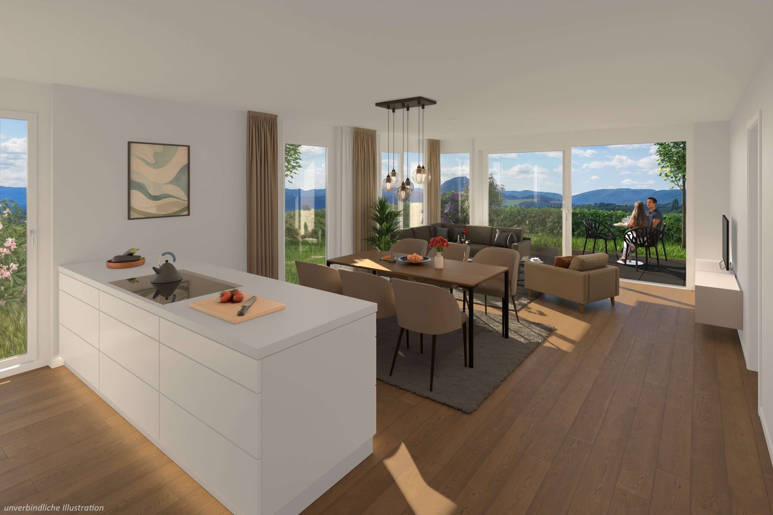 Detailansicht Wohnzimmer der Immobilie "Tag der offenen Tür" am 11.10.26 von 13 - 15 Uhr 4-Zimmer-Erdgeschoss-Wohnung mit Achalm-Blick