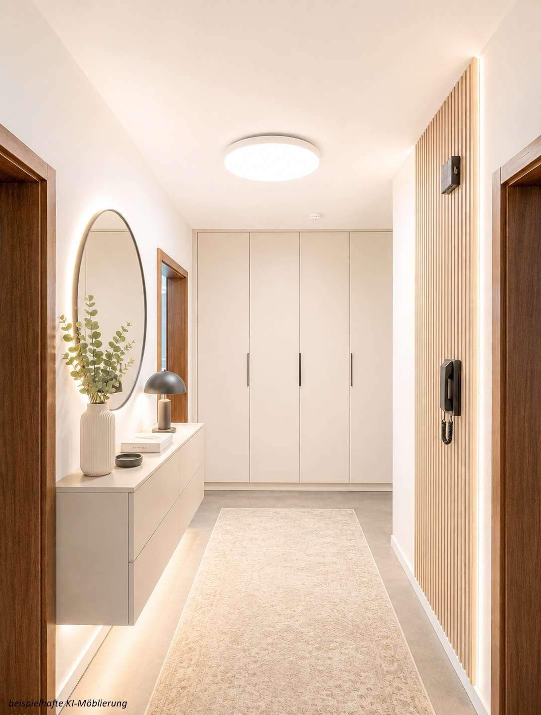 Detailansicht Flur bspl. KI-Möblierung der Immobilie Schöne 2-Zimmer-Erdgeschoss-Wohnung an der Achalm