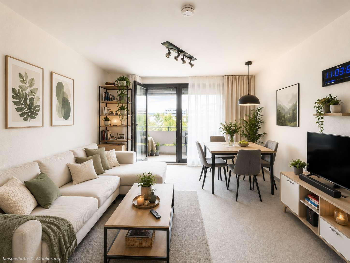 Detailansicht Zimmer bspl. KI- Möblierung der Immobilie Schöne 2-Zimmer Wohnung im 6. Obergeschoss