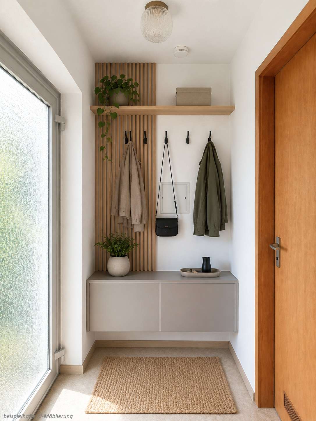 Detailansicht Flur bspl. KI-Möblierung der Immobilie Freie 1-Zimmer-Wohnung in ruhiger Lage