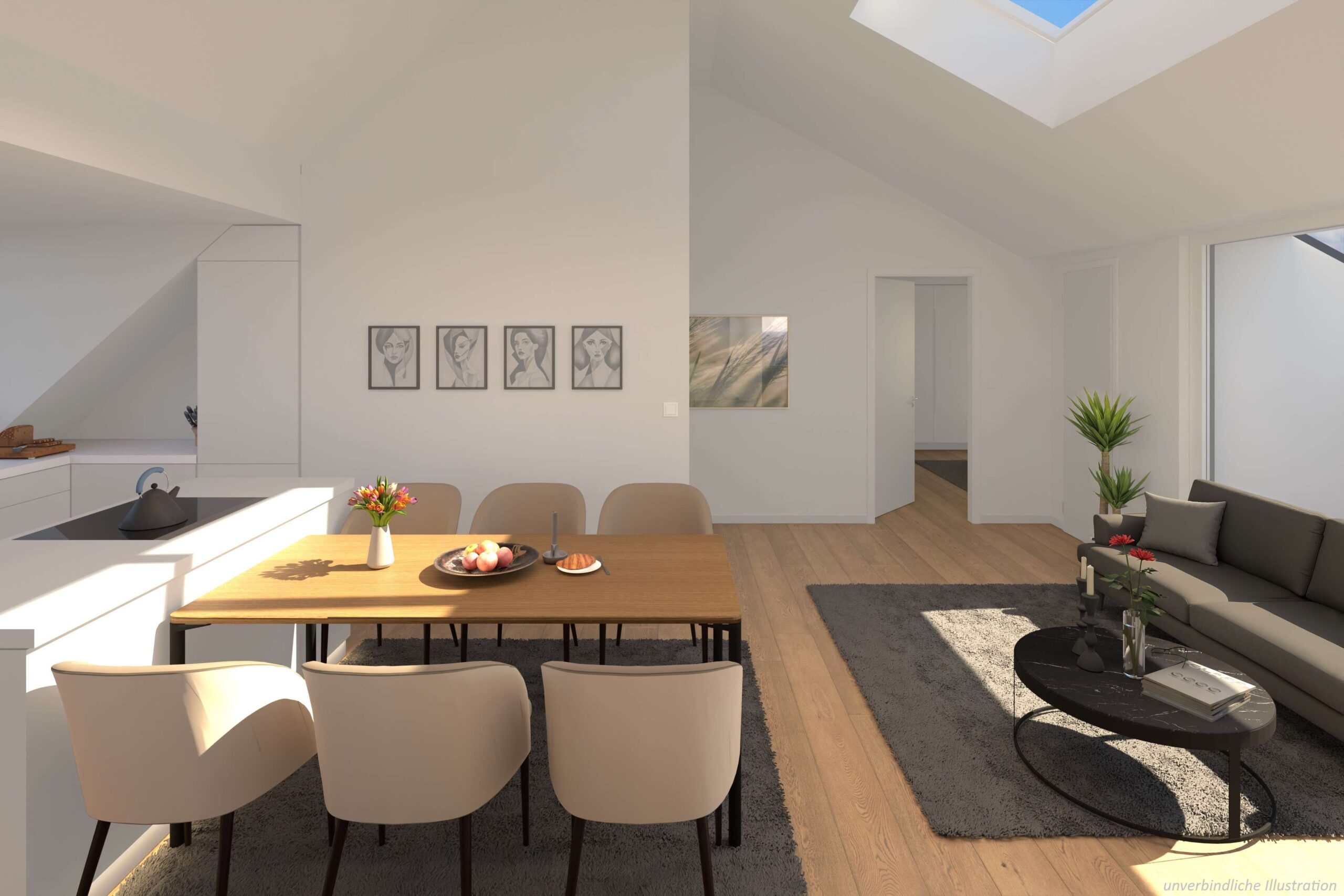 Detailansicht Wohnzimmer der Immobilie "Tag der offenen Tür" am 11.10.26 von 13 - 15 Uhr 4-Zimmer-Dachgeschoss-Wohnung