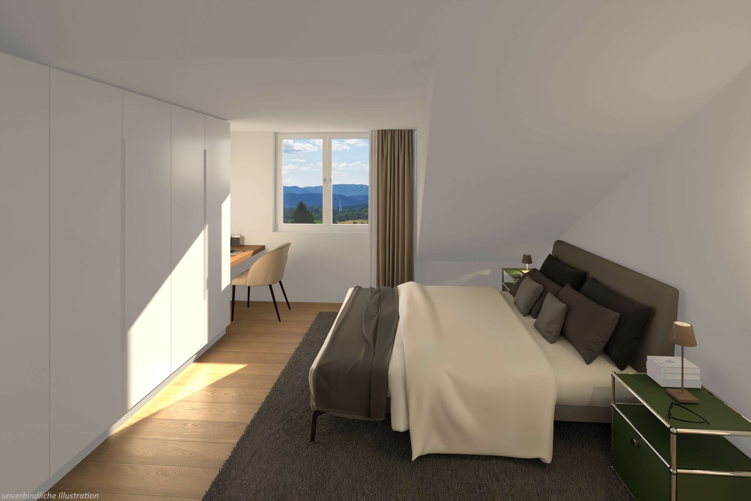 Detailansicht Schlafzimmer der Immobilie "Tag der offenen Tür" am 11.10.26 von 13 - 15 Uhr 4-Zimmer-Dachgeschoss-Wohnung