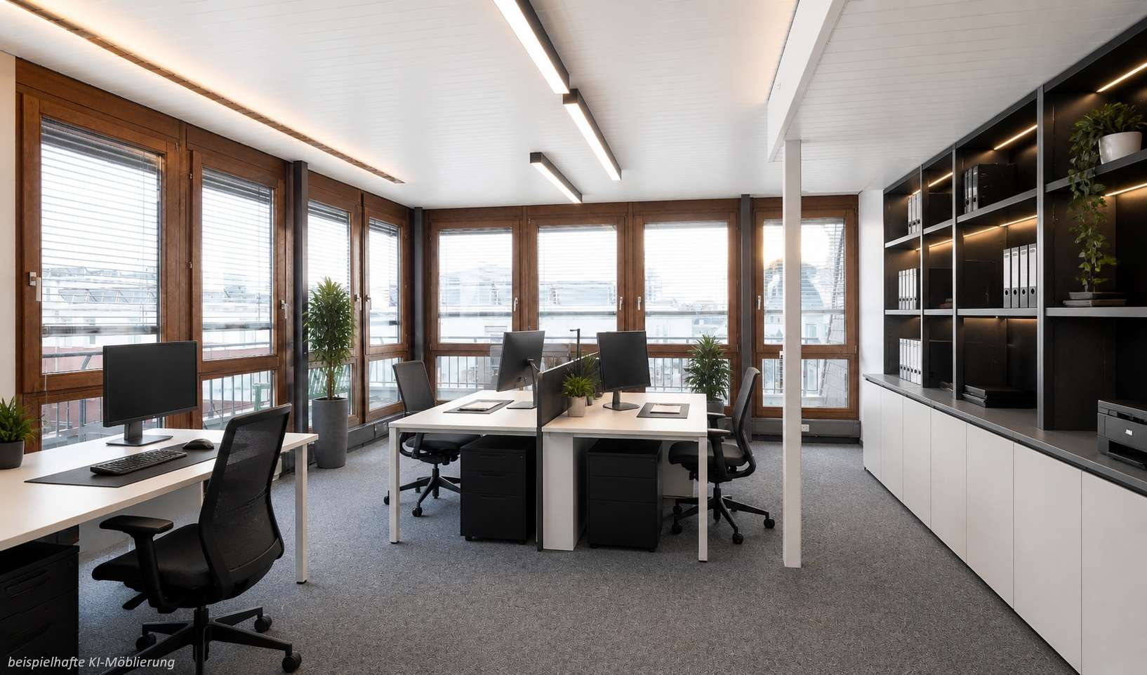 Detailansicht Büro bspl. KI-Möblierung der Immobilie Gewerbe-Einheit in zentraler Lage