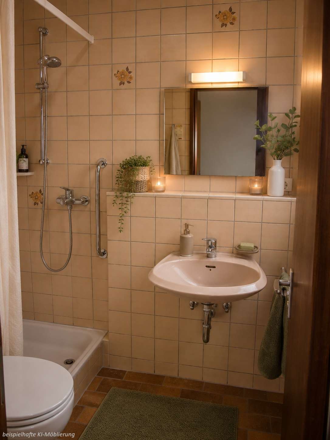 Detailansicht Bad bspl. KI-Möblierung der Immobilie 1-Zimmer-Wohnung mit schöner Aussicht