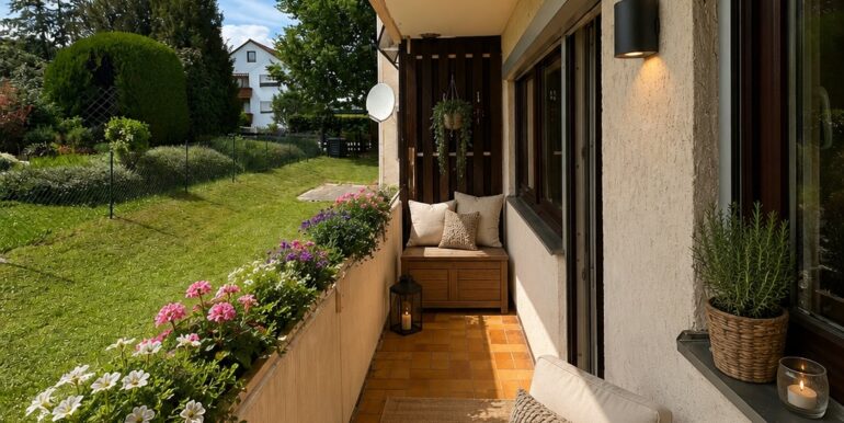 Balkon beispielhafte KI-Möblierung