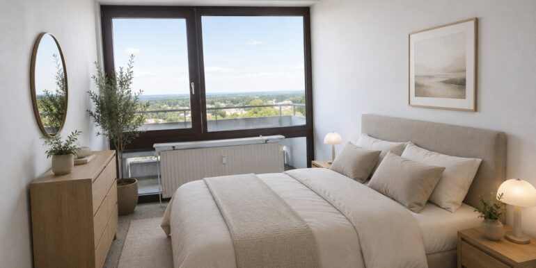Schlafzimmer beispielhafte KI-Möblierung