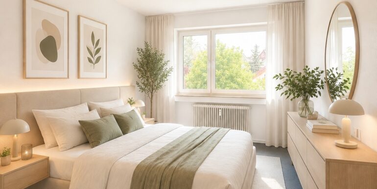 Schlafzimmer beispielhafte KI-Möblierung