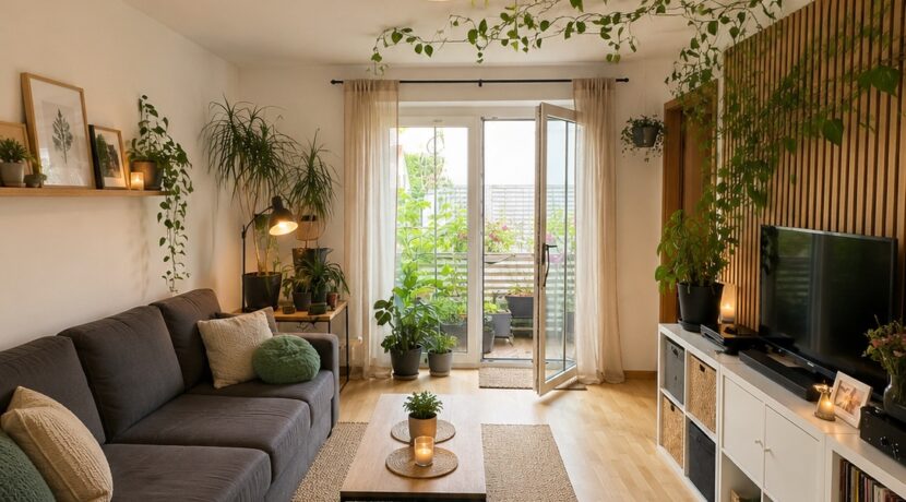 Wohn-Esszimmer beispielhafte KI-Möblierung