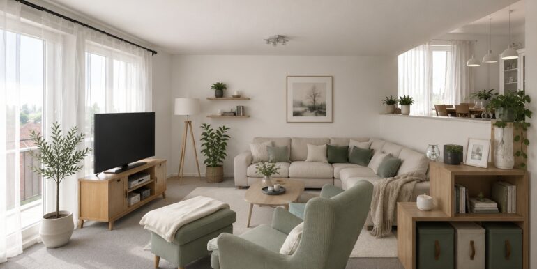 Wohnzimmer beispielhafte KI-Möblierung