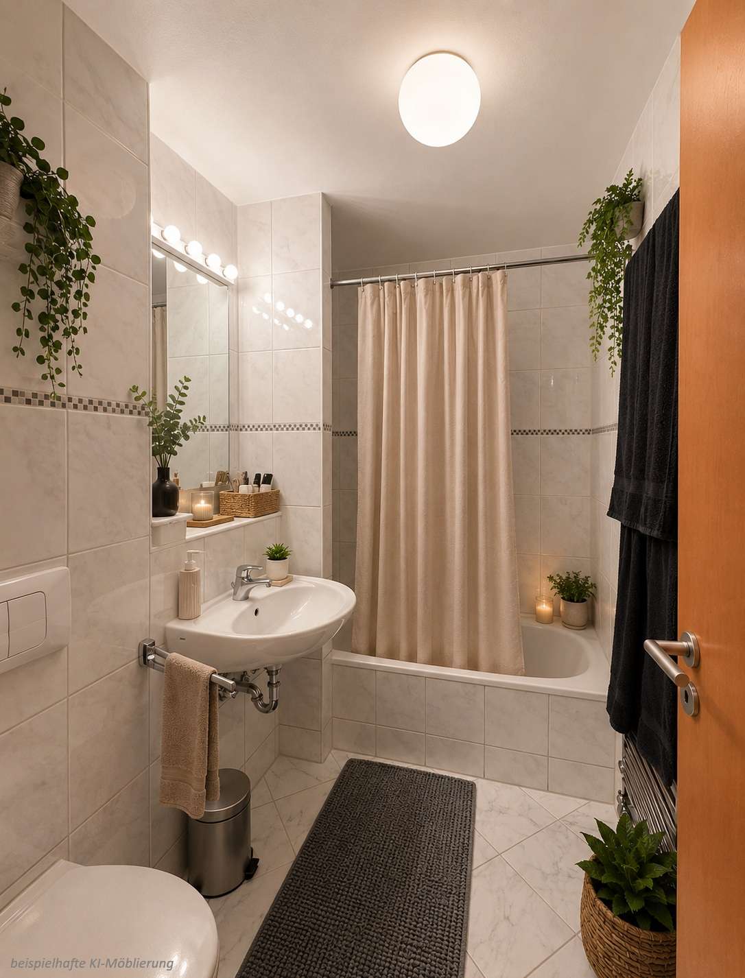 Detailansicht Bad bspl. KI-Möblierung der Immobilie Schöne 2-Zimmer-Wohnung im Herzen von Reutlingen