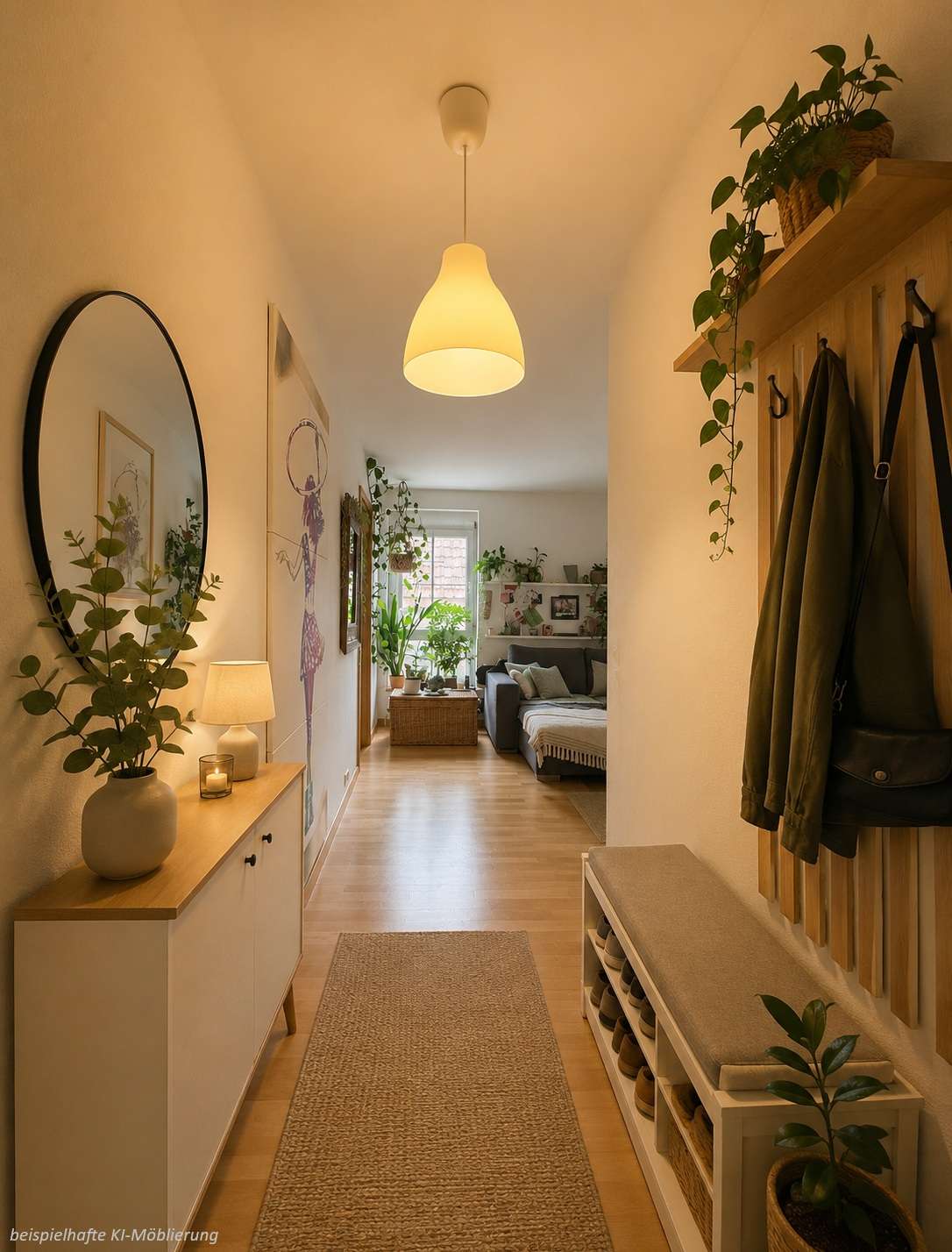Detailansicht Flur bspl. KI-Möblierung der Immobilie Schöne 2-Zimmer-Wohnung im Herzen von Reutlingen