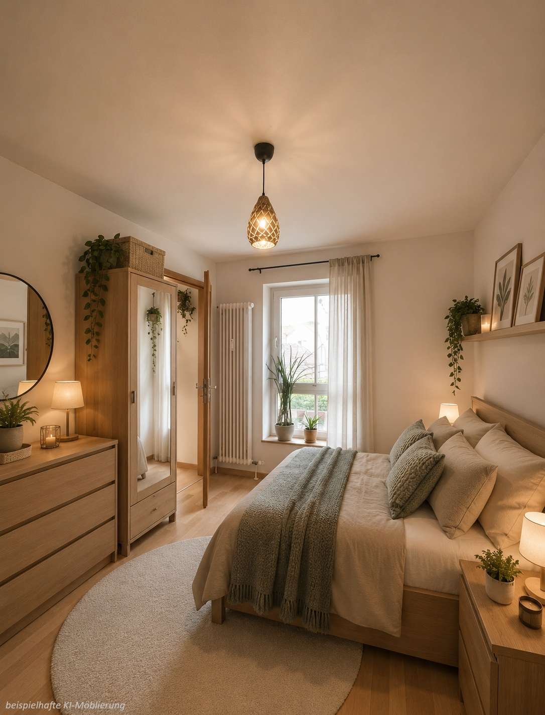 Detailansicht Schlafzim. bspl. KI-Möblierung der Immobilie Schöne 2-Zimmer-Wohnung im Herzen von Reutlingen