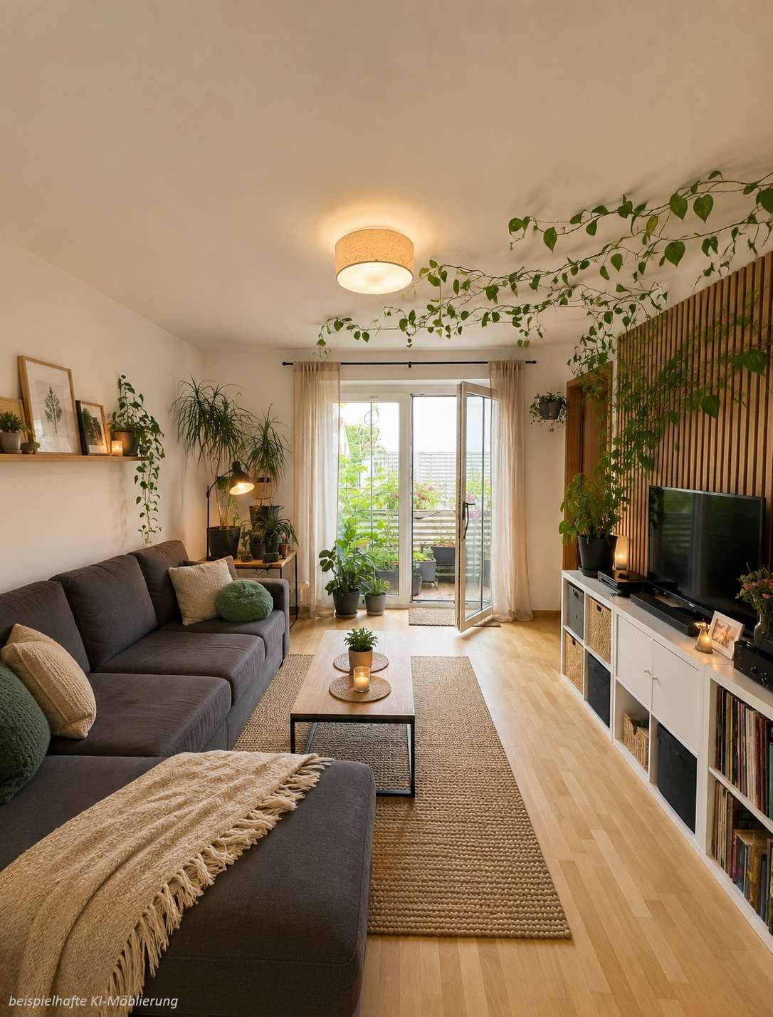 Detailansicht Zimmer bspl. KI-Möblierung  der Immobilie Schöne 2-Zimmer-Wohnung im Herzen von Reutlingen