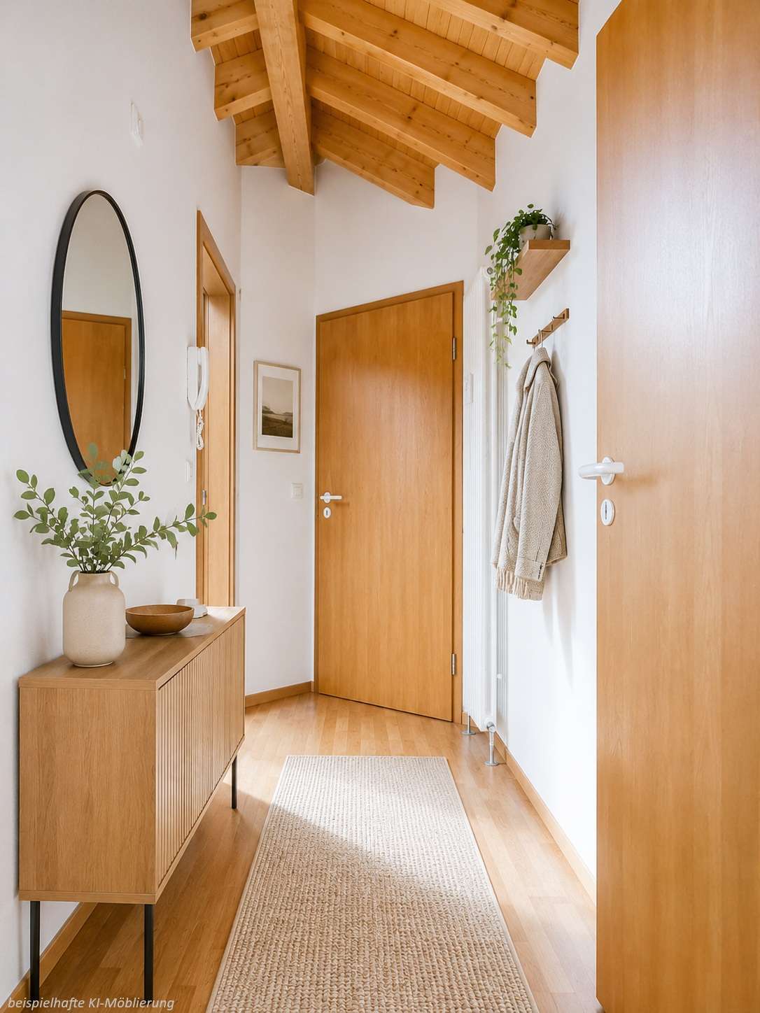 Detailansicht Flur bspl. KI-Möblierung der Immobilie Schöne 2-Zimmer-Studiowohnung in ruhiger Wohnlage