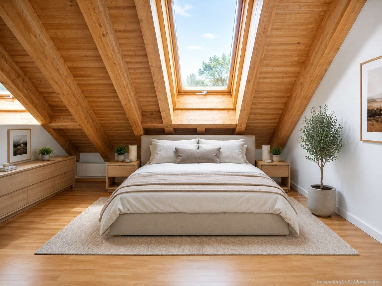 Detailansicht Schlafzim. bspl. KI-Möblierung der Immobilie Schöne 2-Zimmer-Studiowohnung in ruhiger Wohnlage
