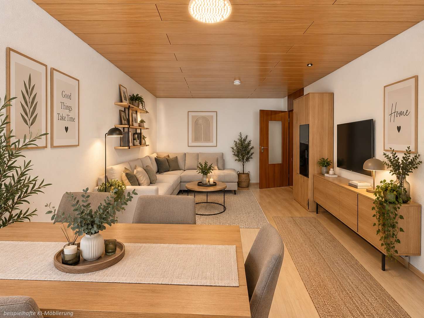 Detailansicht Wohnzim. bspl. KI-Möblierung der Immobilie 2-Zimmer-Wohnung in zentrumsnaher Lage