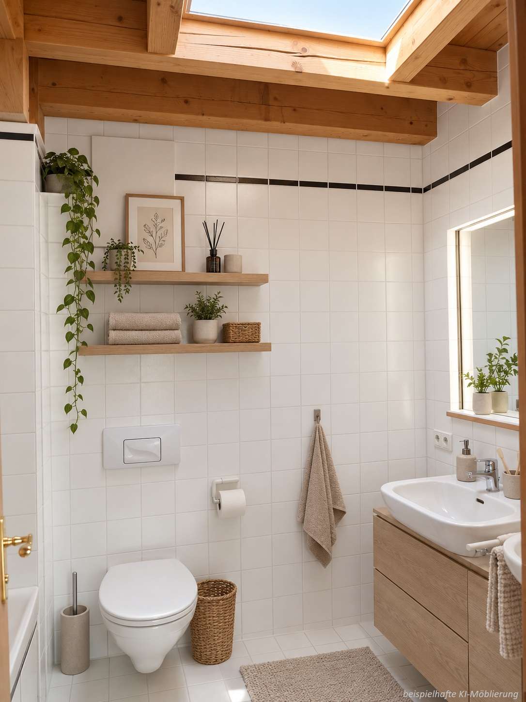 Detailansicht Bad bspl. KI-Möblierung der Immobilie 4-Zimmer-Studio-Wohnung in ruhiger Lage