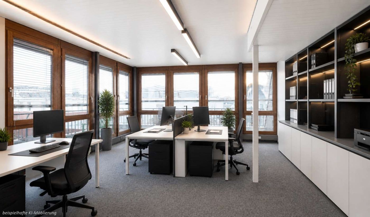 Detailansicht Büro bspl. KI-Möblierung der Immobilie Gewerbe-Einheit in zentraler Lage